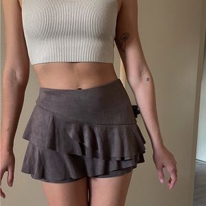 Vintage Suede Mini Skort